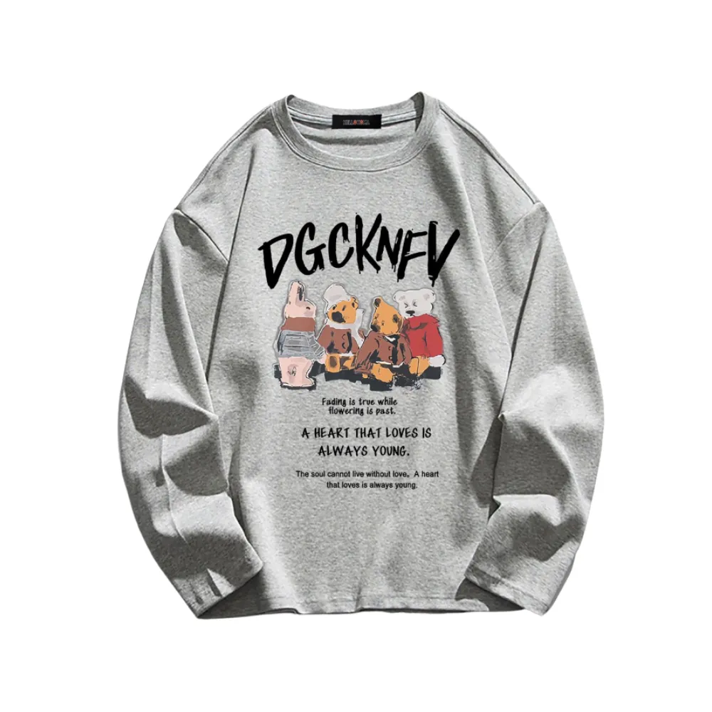 Urban Animal Graphic Loose Long Sleeve Shirt