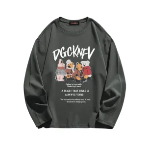 Urban Animal Graphic Loose Long Sleeve Shirt