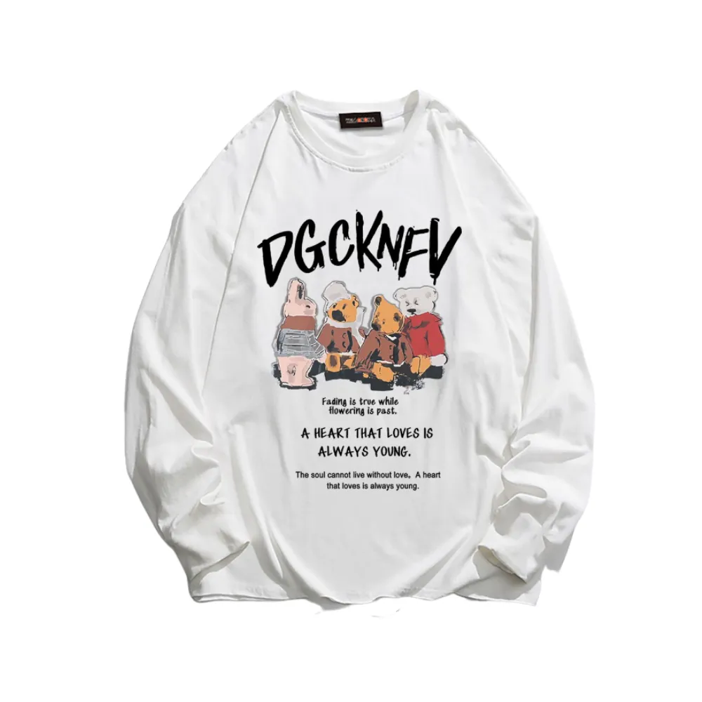 Urban Animal Graphic Loose Long Sleeve Shirt