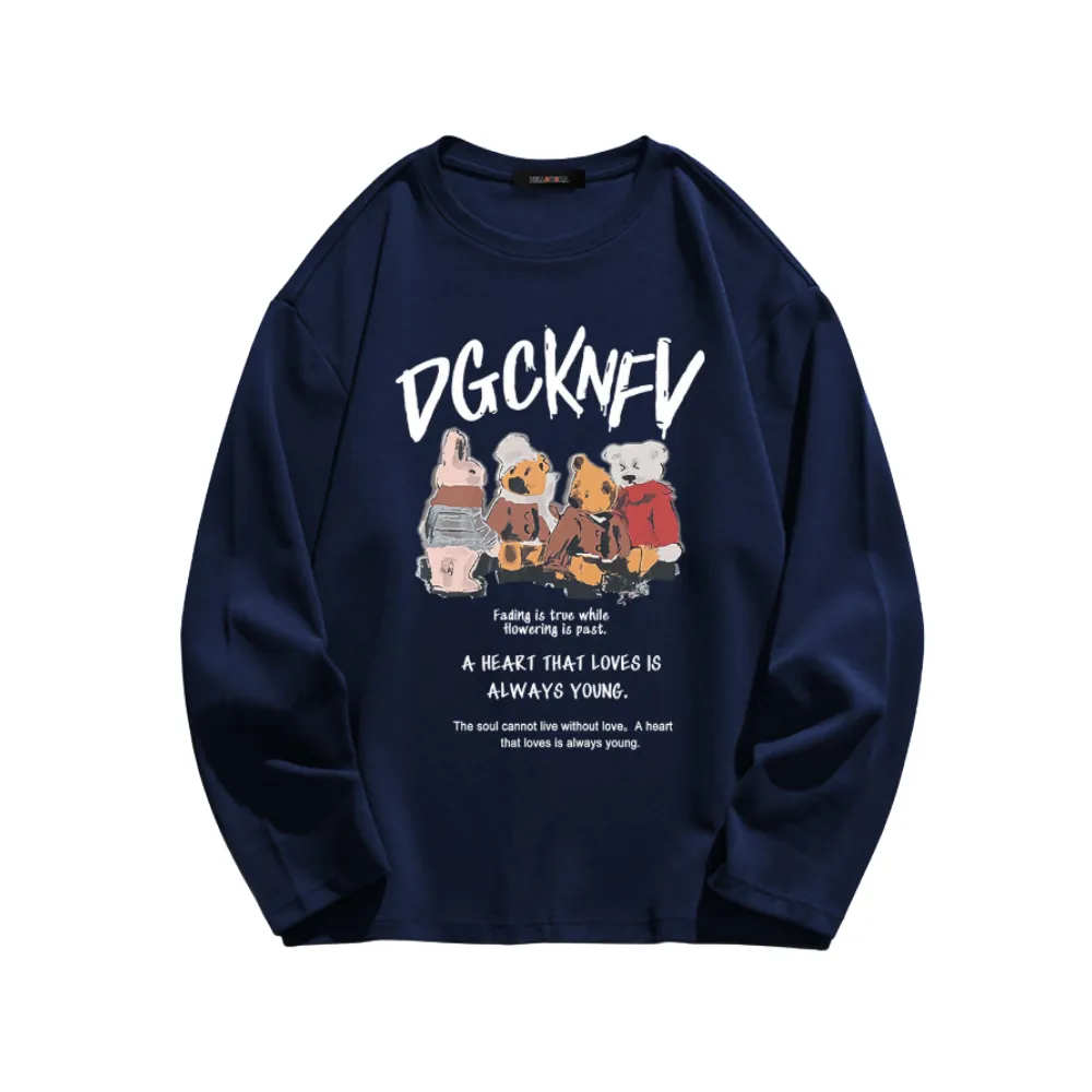 Urban Animal Graphic Loose Long Sleeve Shirt