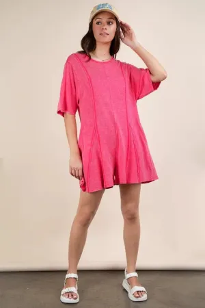 VERY J Mineral Washed Oversized Knit Comfy Romper