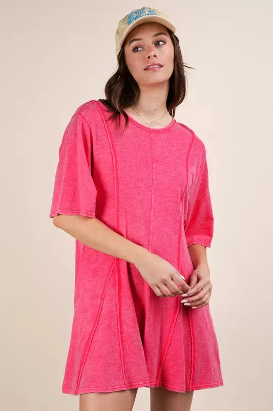 VERY J Mineral Washed Oversized Knit Comfy Romper