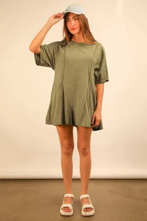 VERY J Mineral Washed Oversized Knit Comfy Romper