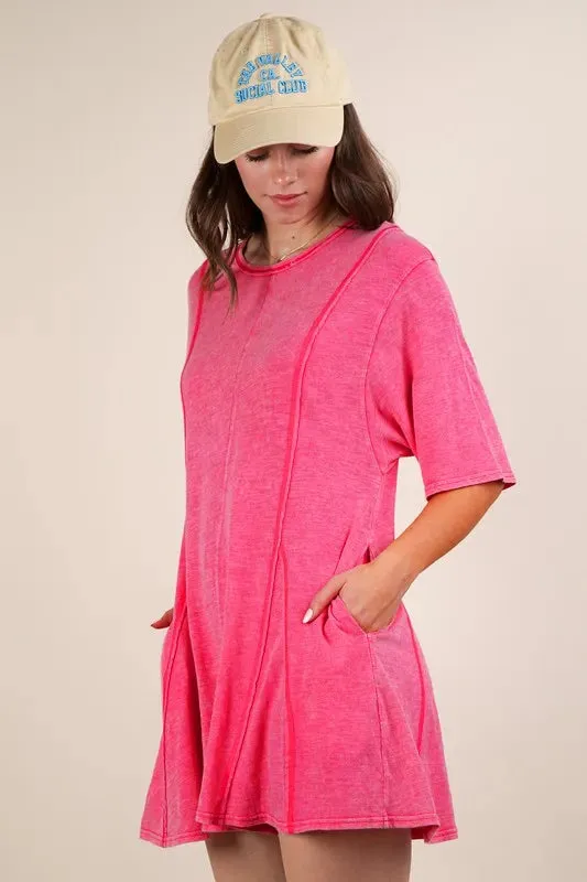VERY J Mineral Washed Oversized Knit Comfy Romper