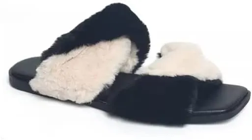 Vhny Women's Twisted Fuzzy Flurry Cozy House Slides Warm Slippers for Indoor Out, 8M
