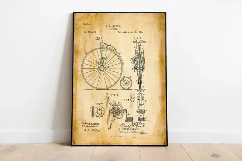 Vintage Bicycle Patent Print| Framed Art Print