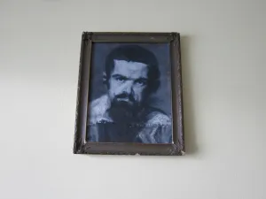 Vintage Black and White Oil Portrait Painting