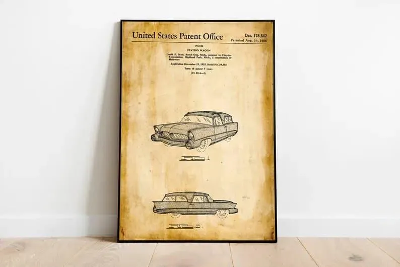 Vintage Car Patent Print| Framed Art Print