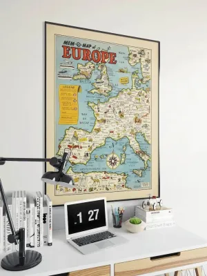Vintage Map of Europe Poster Print| Europe Map Canvas
