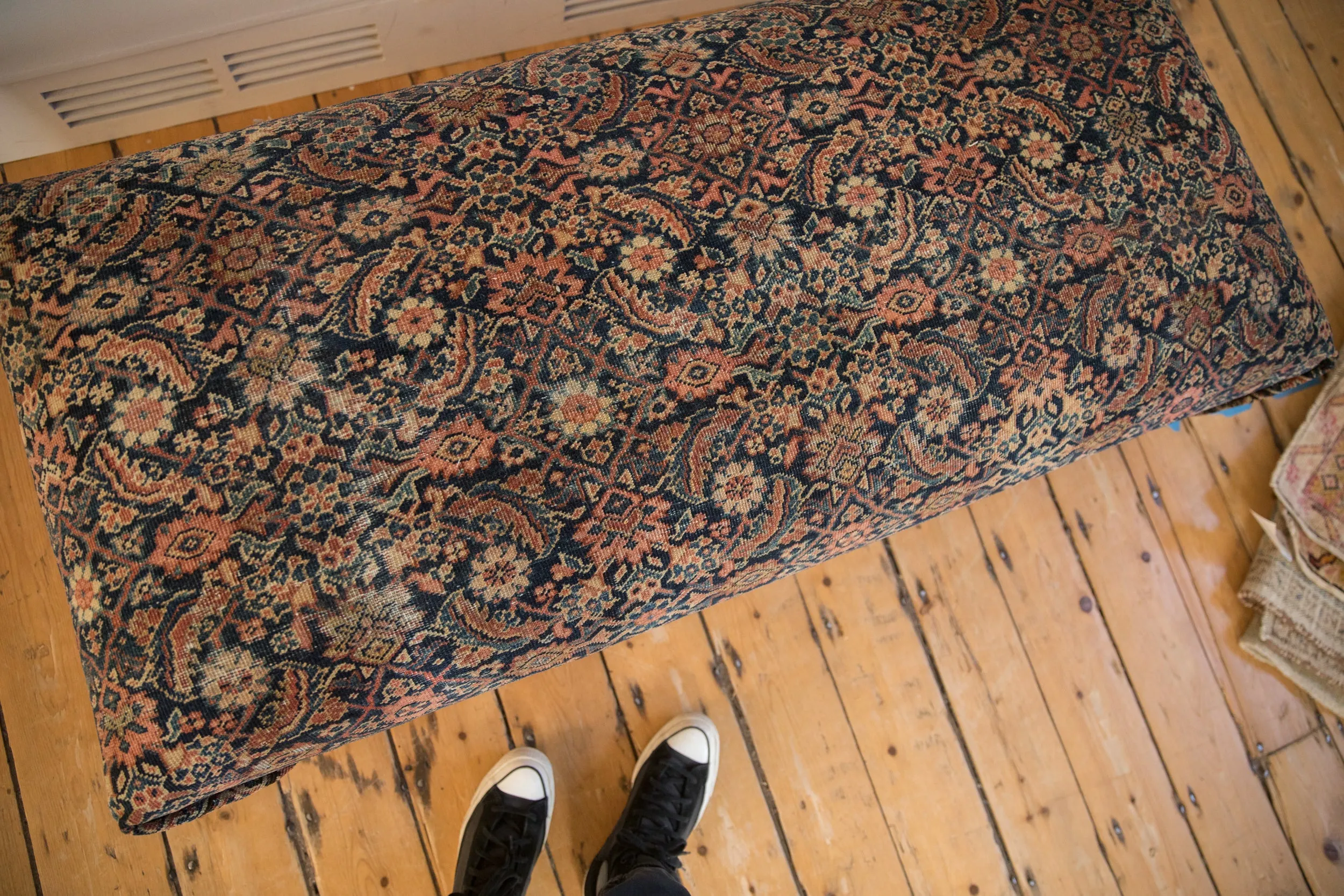 Vintage Persian Fereghan Rug Ottoman Coffee Table
