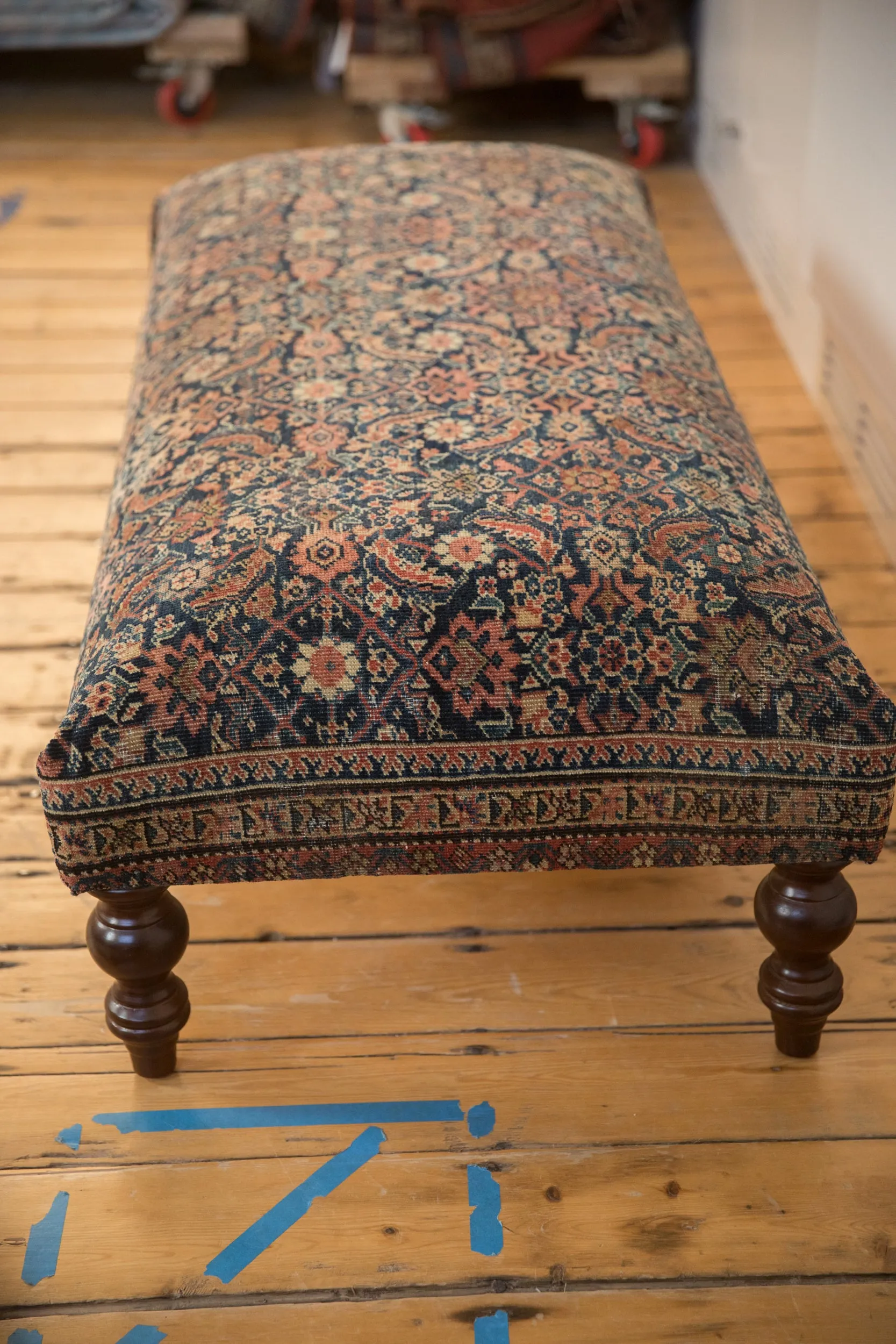 Vintage Persian Fereghan Rug Ottoman Coffee Table