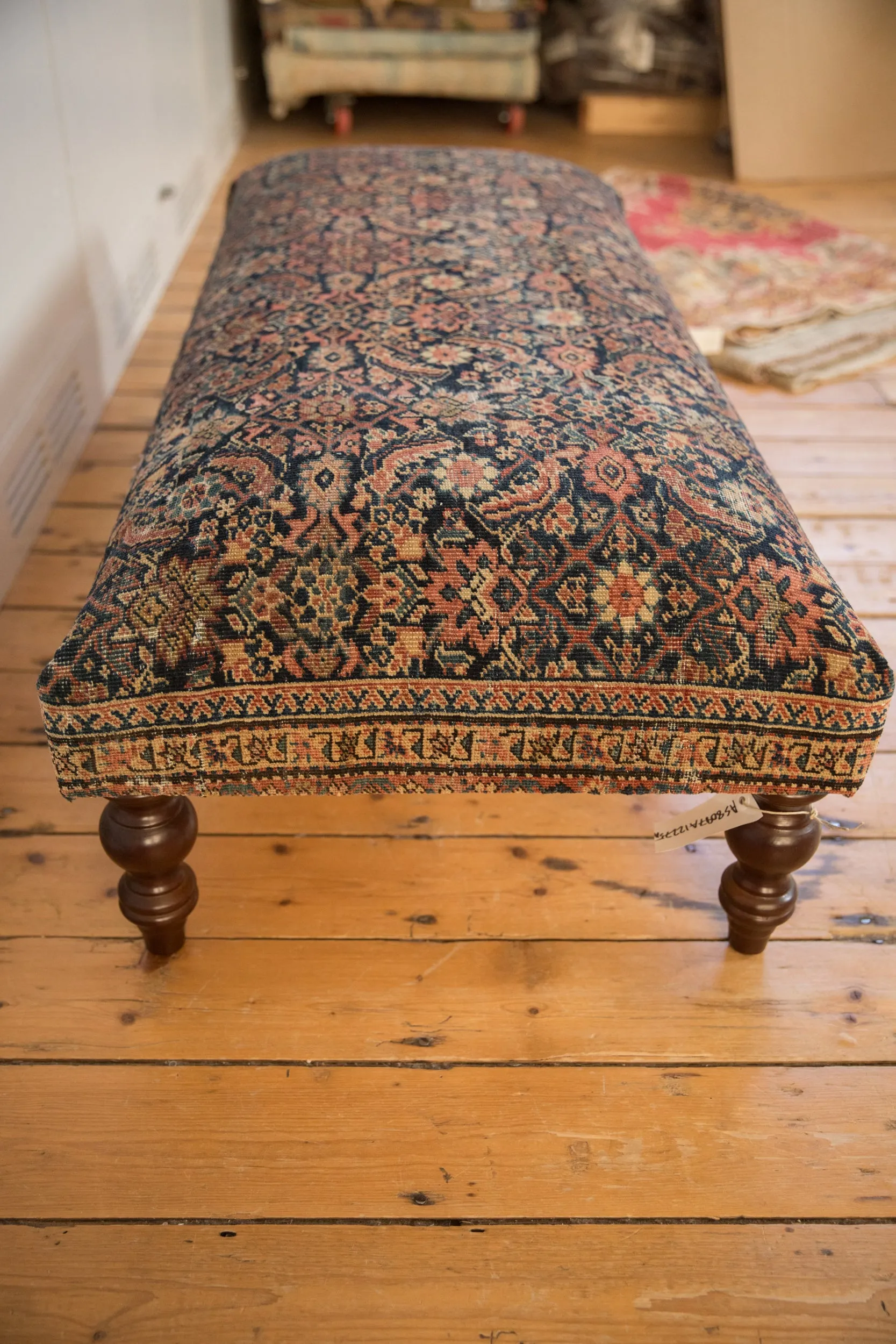 Vintage Persian Fereghan Rug Ottoman Coffee Table
