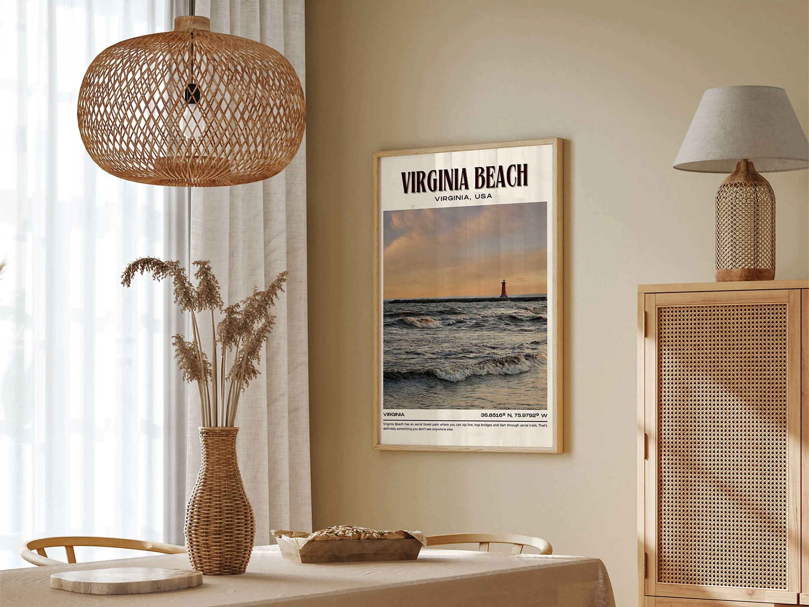 Virginia Beach Vintage Wall Art, Virginia, USA