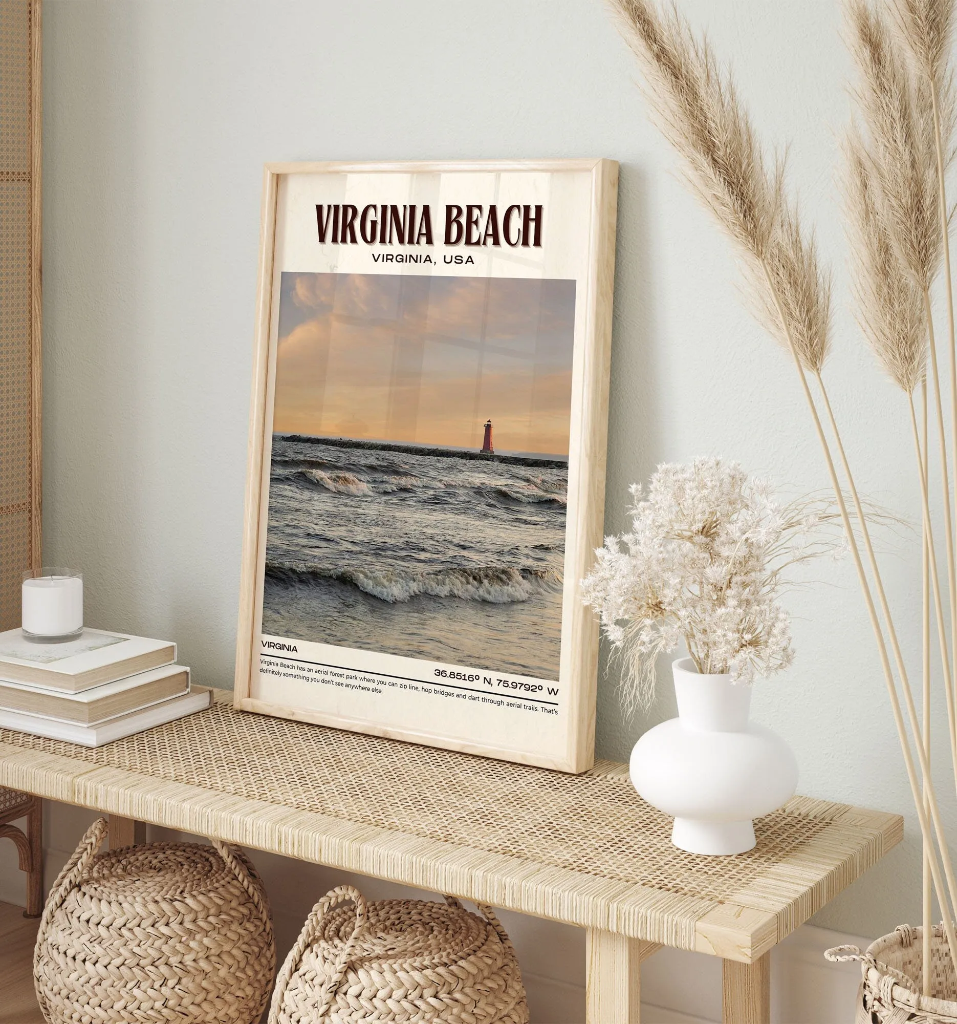 Virginia Beach Vintage Wall Art, Virginia, USA