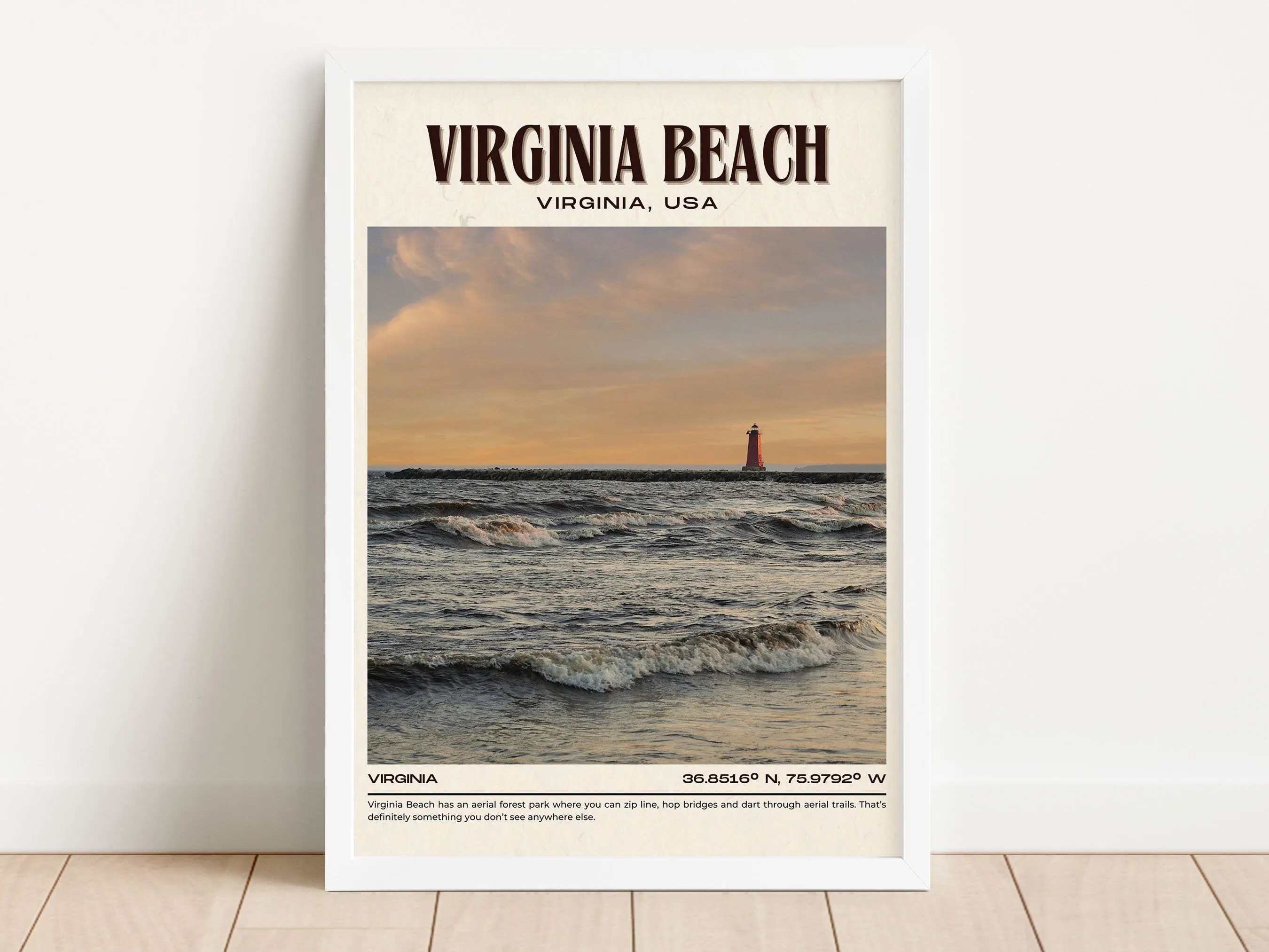 Virginia Beach Vintage Wall Art, Virginia, USA