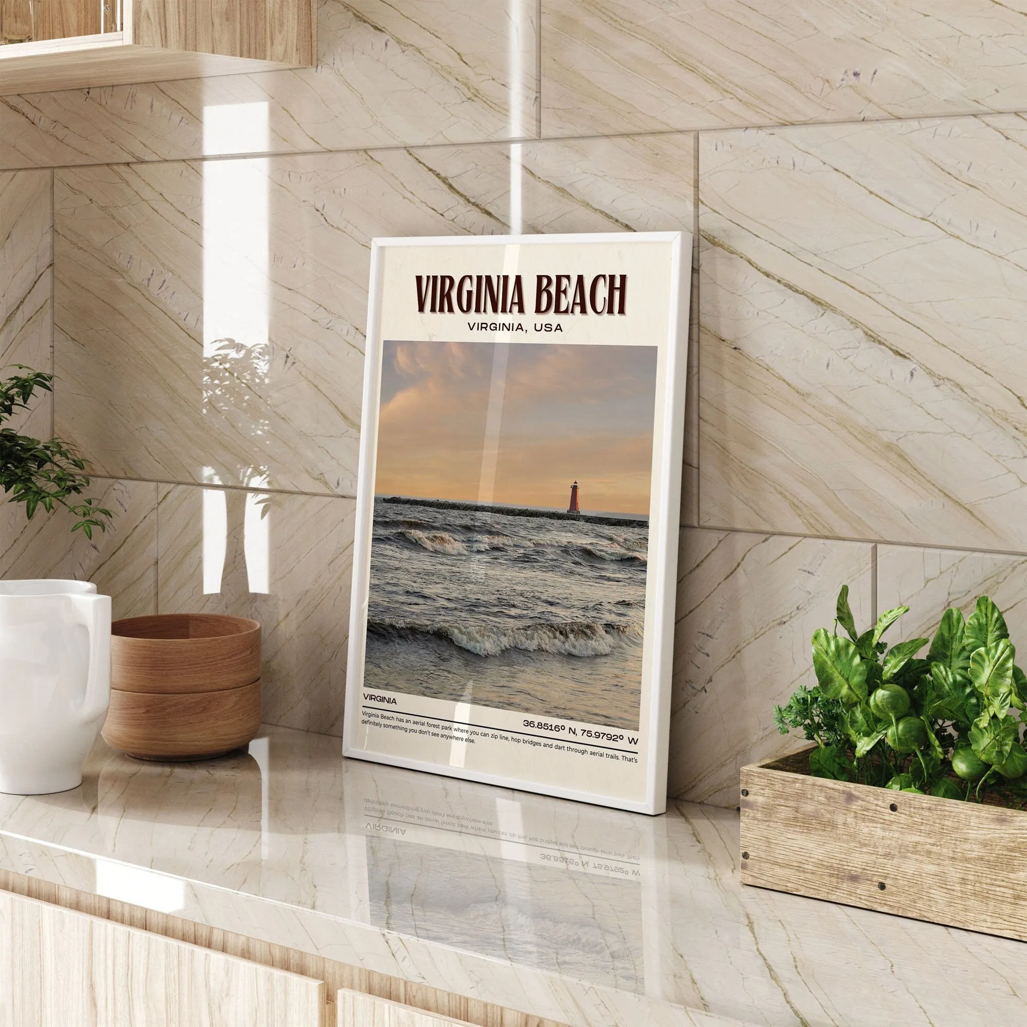 Virginia Beach Vintage Wall Art, Virginia, USA