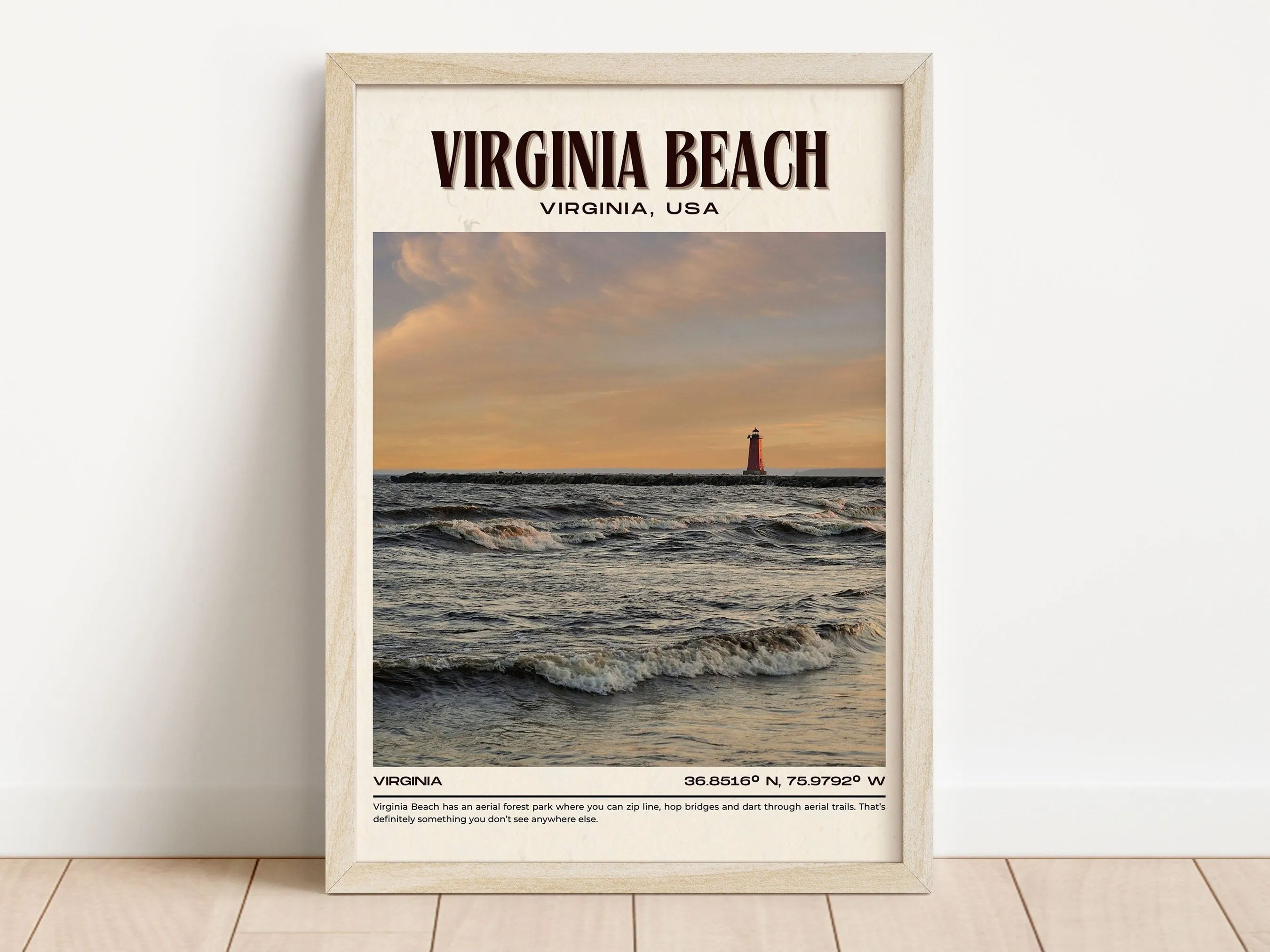 Virginia Beach Vintage Wall Art, Virginia, USA