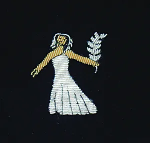 Virgo Motif Embroidered Velvet Slipper