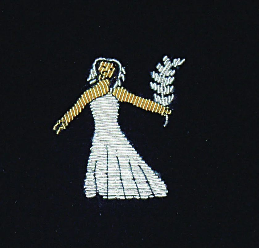 Virgo Motif Embroidered Velvet Slipper