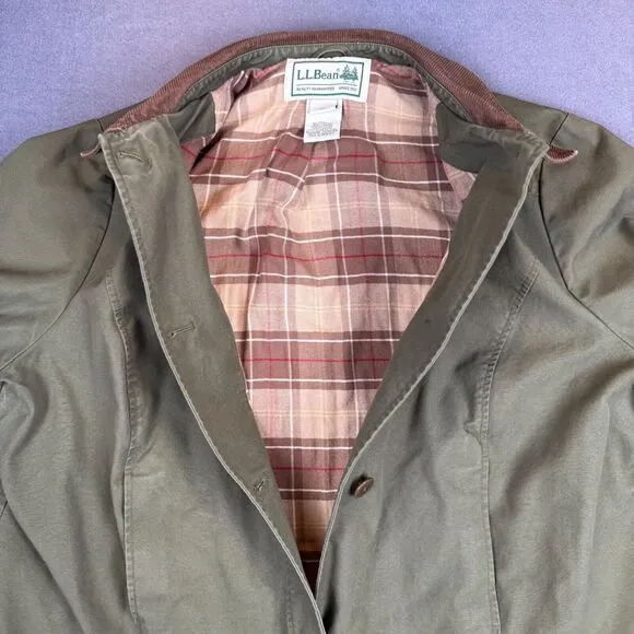 VTG LL Bean Adirondack Jacket Womens 2XL Green Canvas Chore Barn Flannel Lined