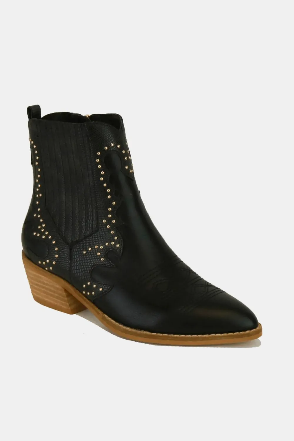 Western Wear - Beast Fashion Studded Detail Point Toe Boots