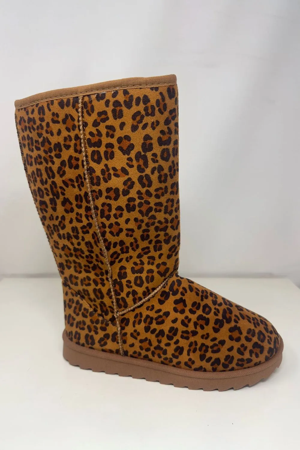Western Wear - WILD DIVA Leopard Suede Round Toe Boots