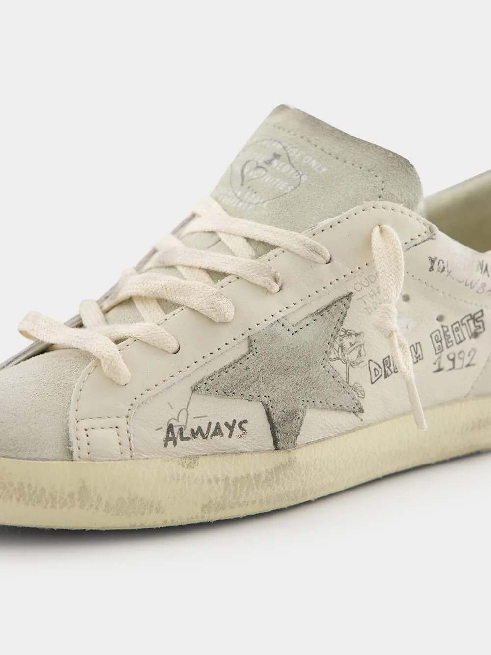 White and Silver Star Sneakers