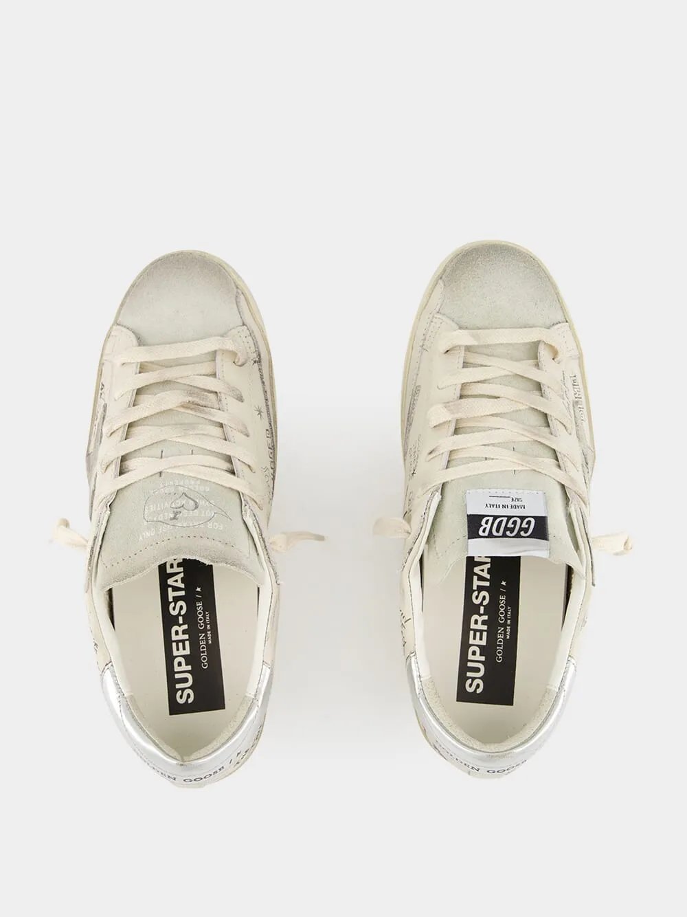 White and Silver Star Sneakers