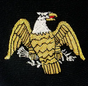 White Headed Eagle Motif Embroidered Velvet Slipper