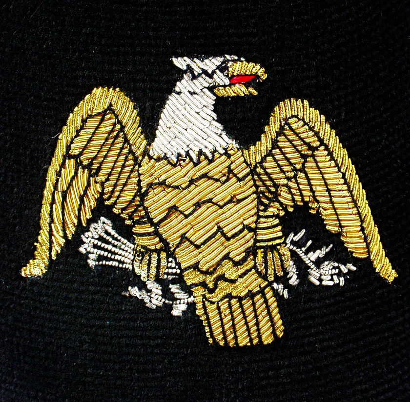 White Headed Eagle Motif Embroidered Velvet Slipper