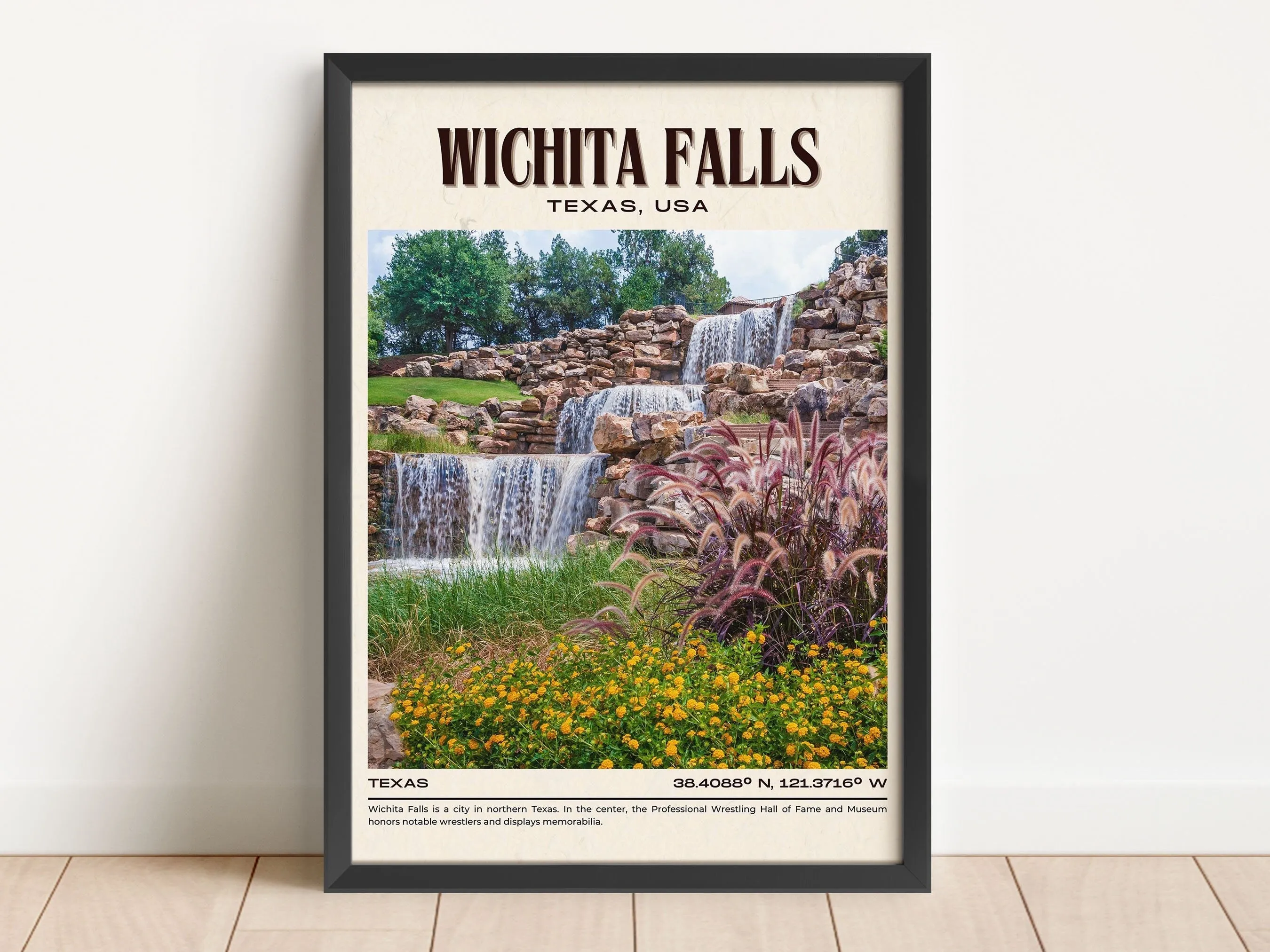 Wichita Falls Vintage Wall Art, Texas, USA