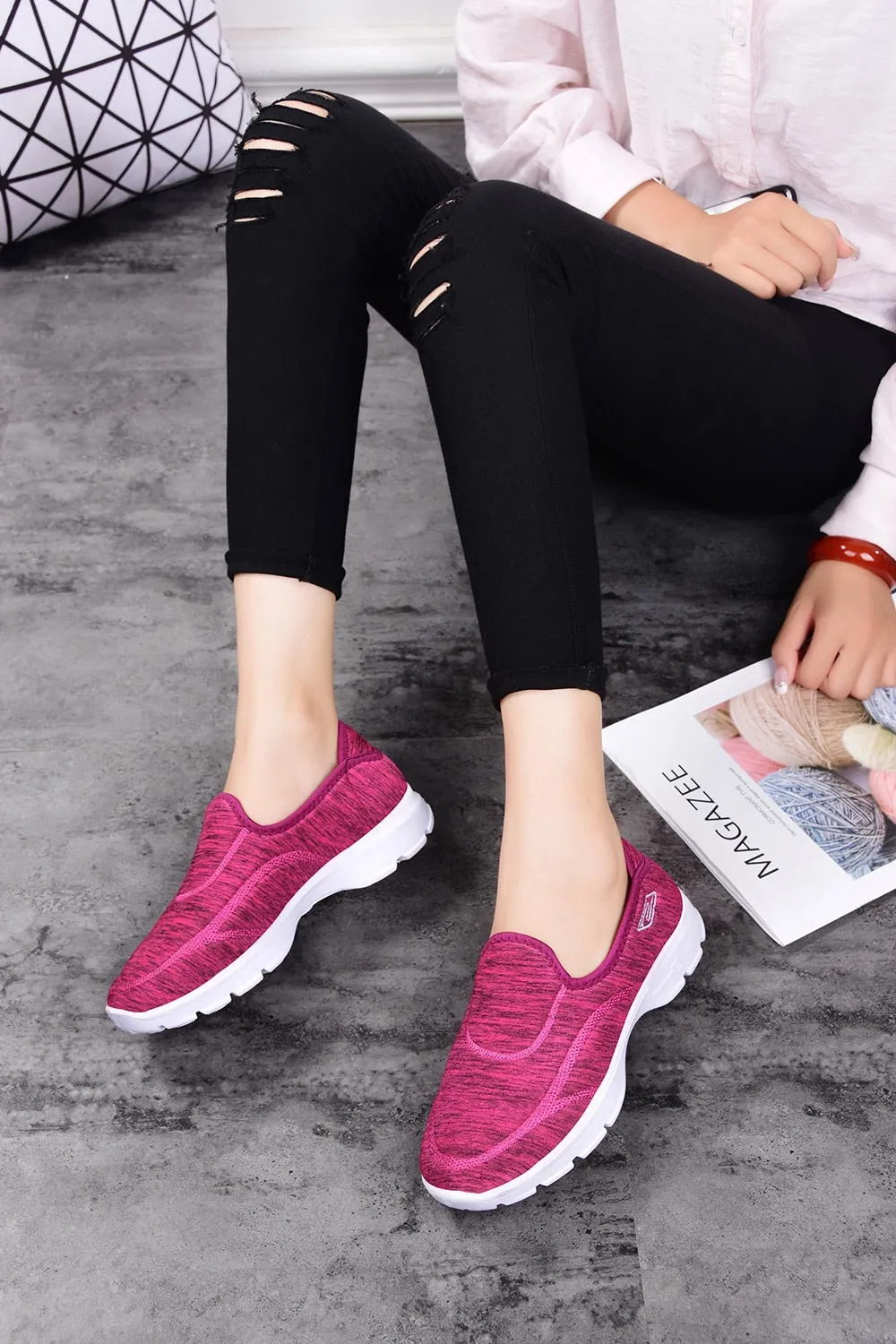 women casual shoes slips ladies fancy shoes women's macines comfortable breathable walking sneaker zapatillas mujer B11A