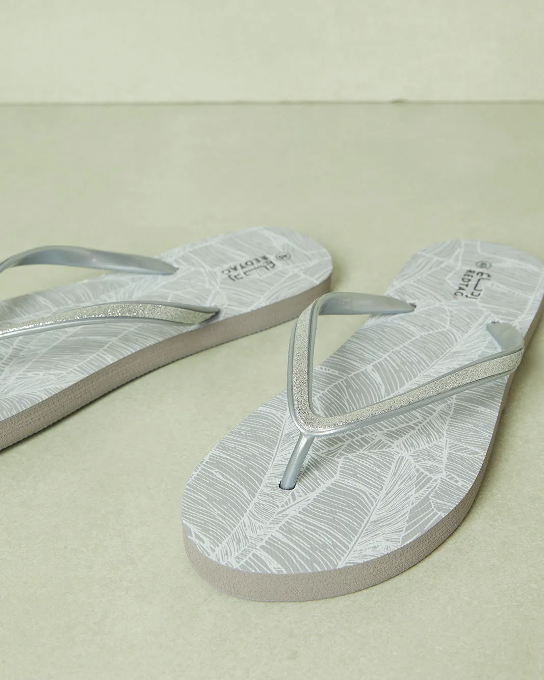 Women Grey Embellished Flip Flop
