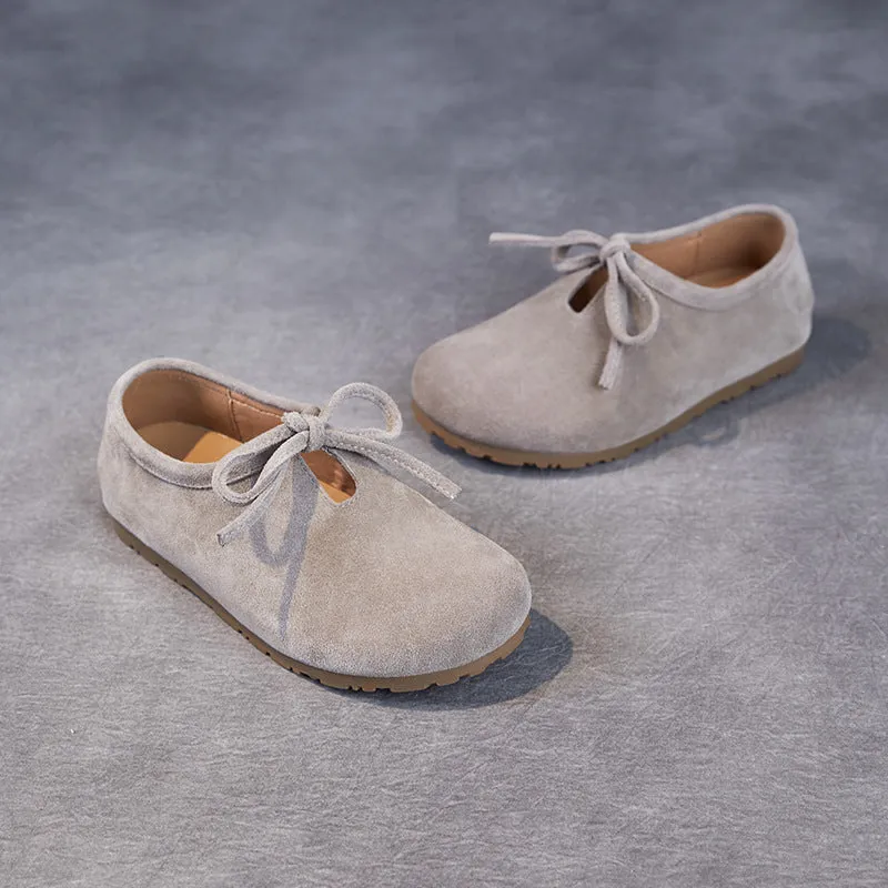 Women Lace Up Genuine Leather Suede Moccasins Casual Shoes
