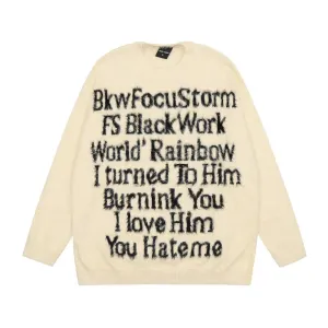 Women's Casual Letter Crew Neck Sweater