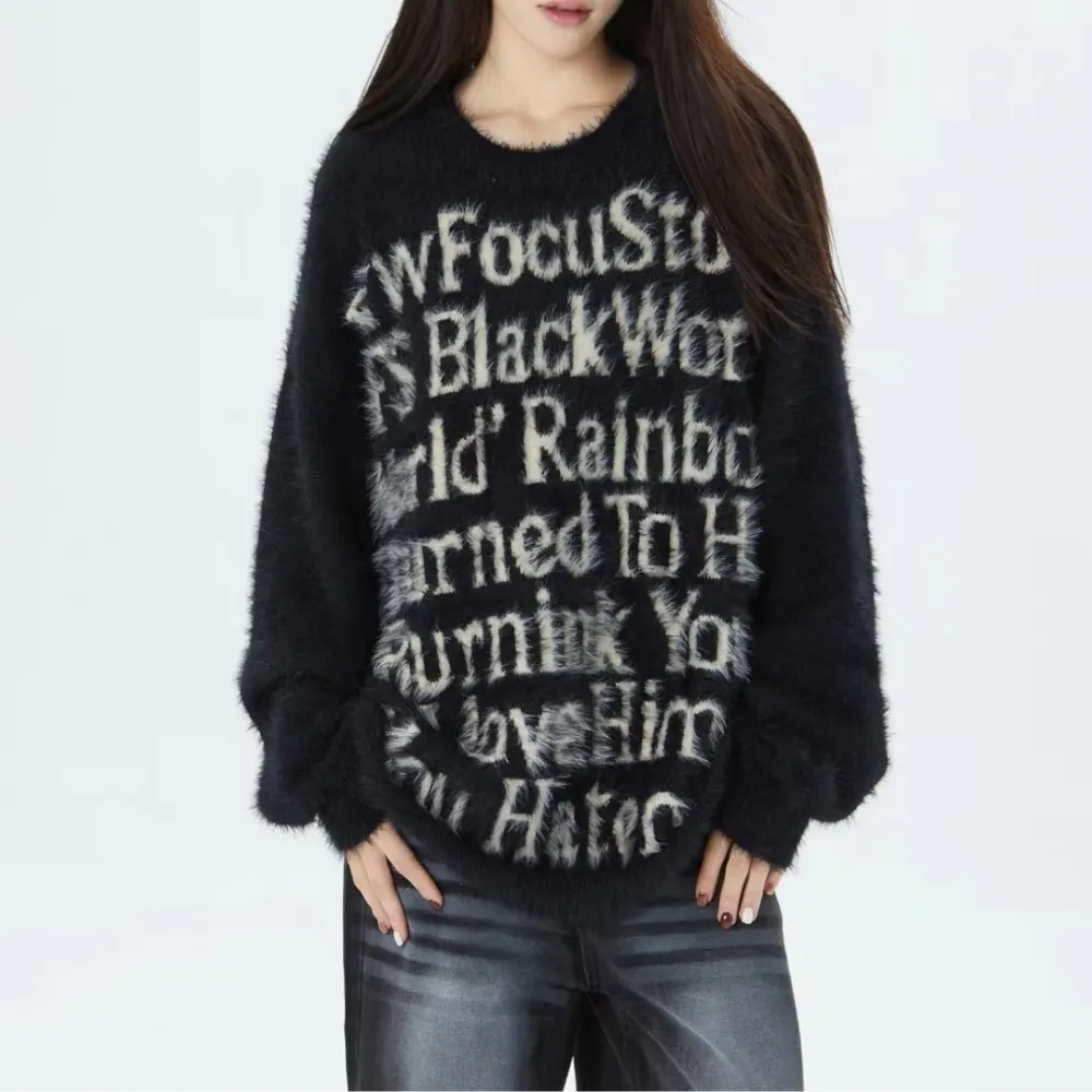Women's Casual Letter Crew Neck Sweater