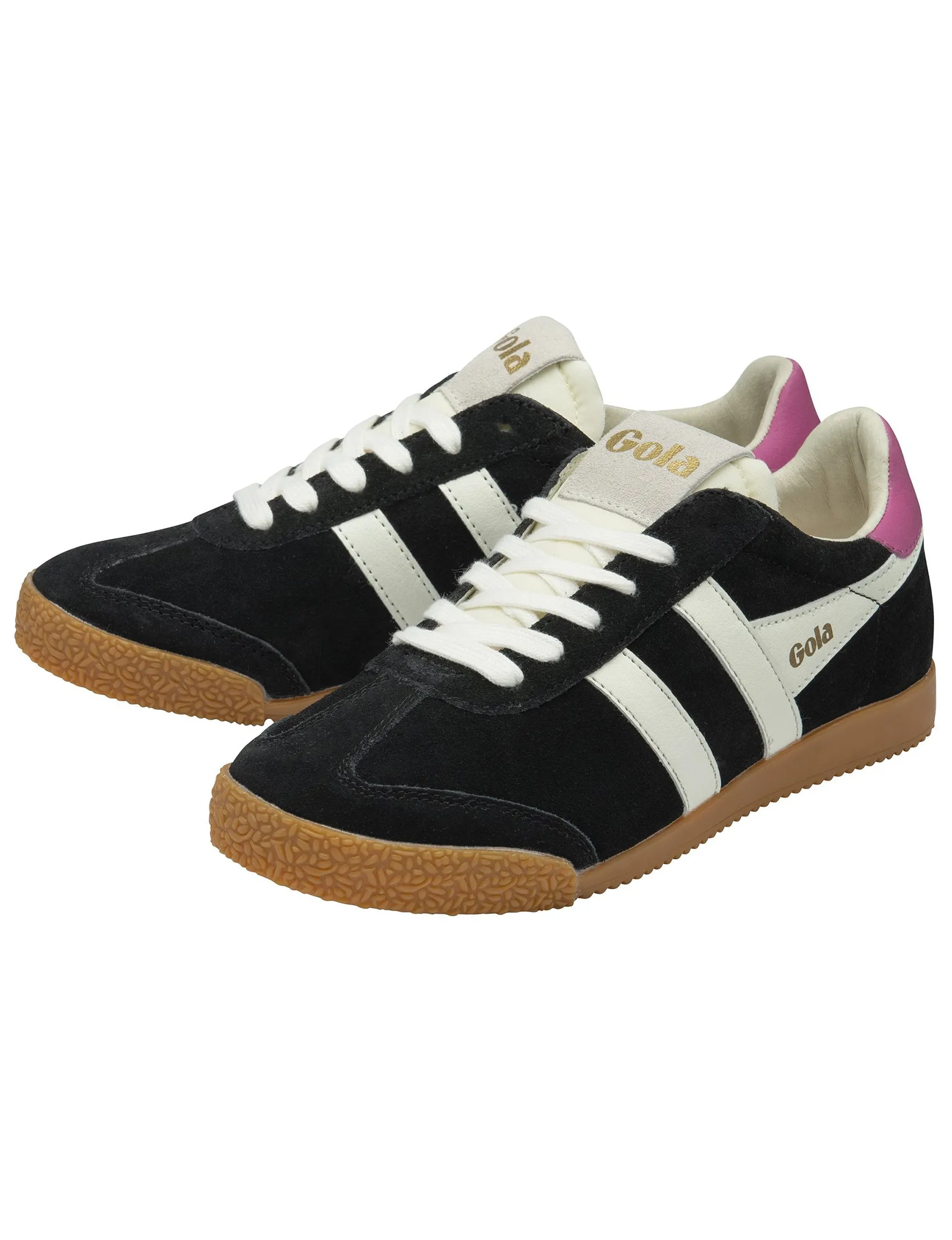 Women's Elan Sneaker, Black/White/Fucshia