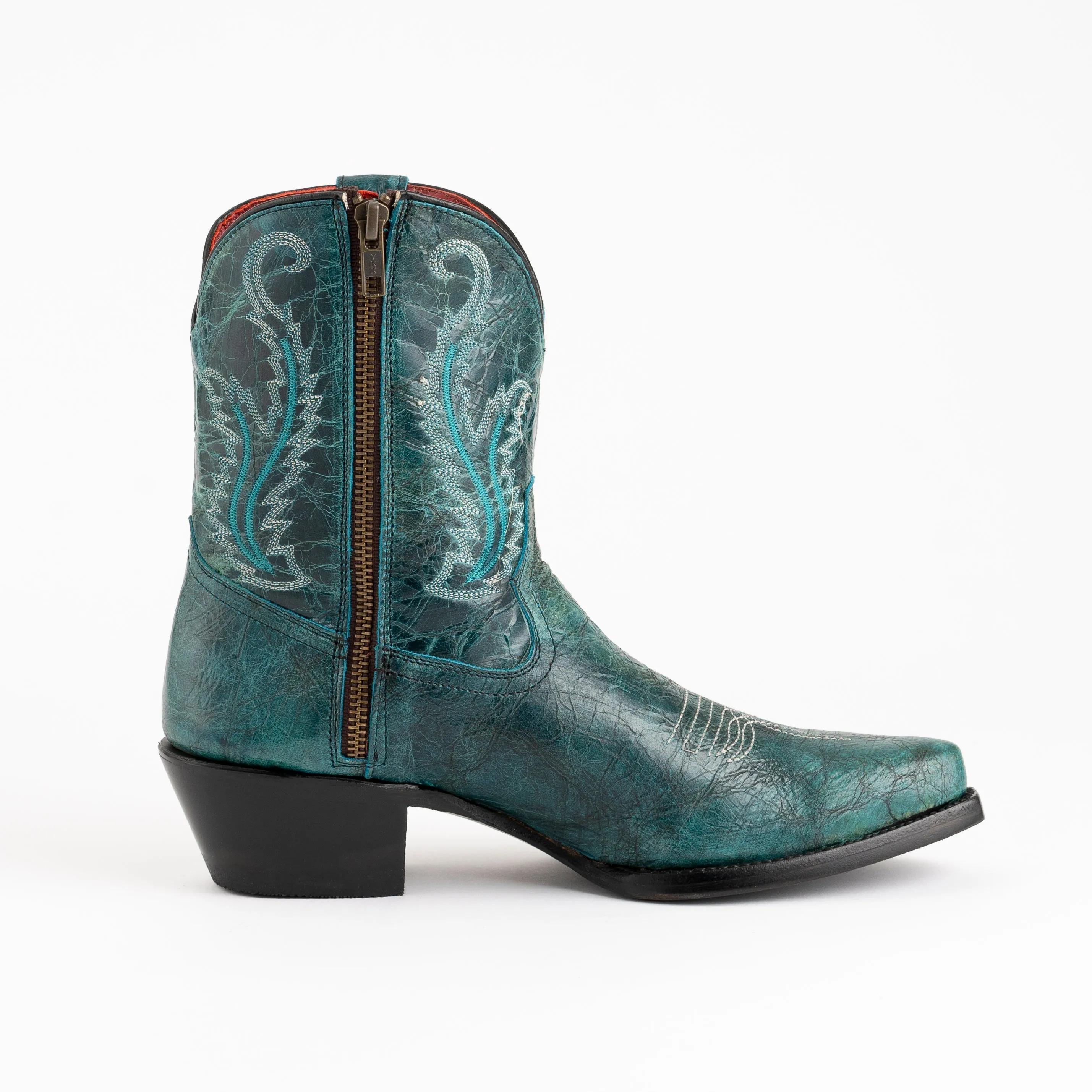 Women's Ferrini Molly Leather Booties Handcrafted Teal