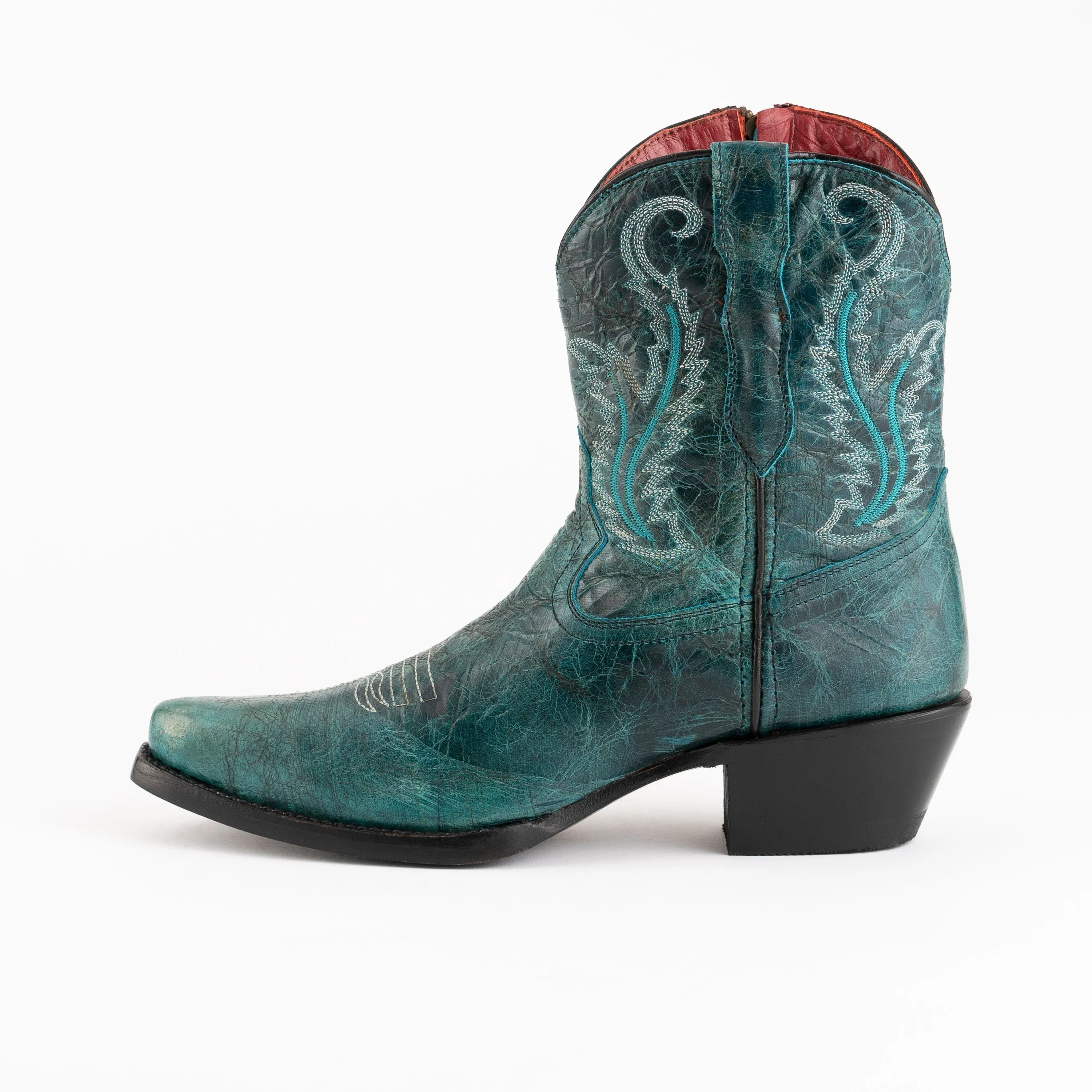Women's Ferrini Molly Leather Booties Handcrafted Teal