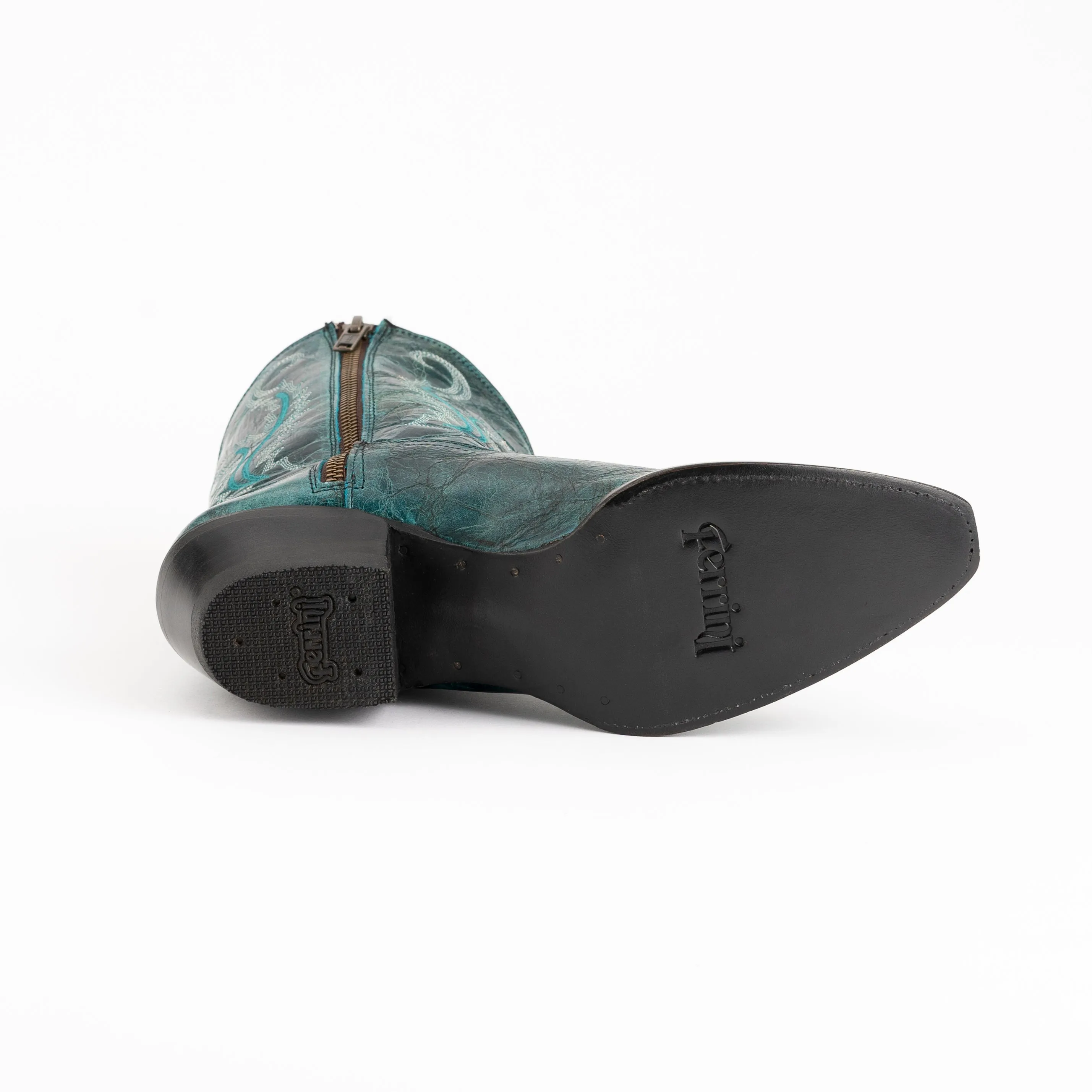 Women's Ferrini Molly Leather Booties Handcrafted Teal
