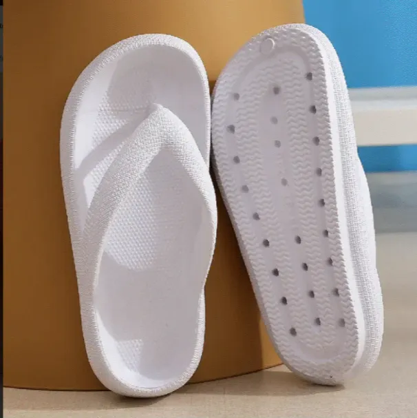 Women's Platform Slippers, Solid Color Indoor Flip Flops