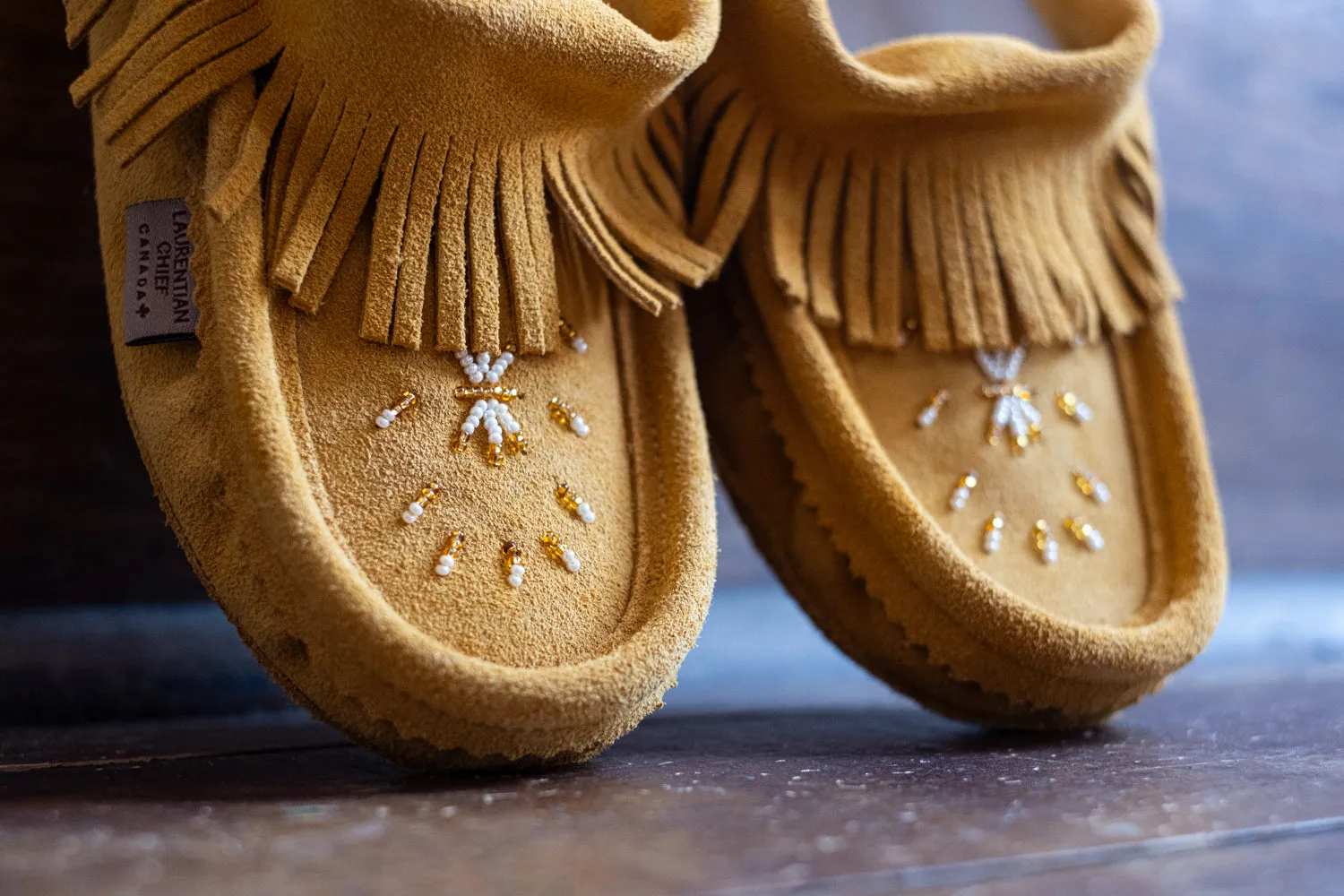 Women's Suede Fringed Beaded Moccasins