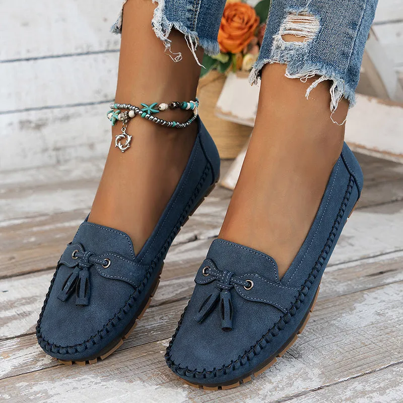 Women's Vintage-Style Soft Comfort Loafers with Bow Embellishment