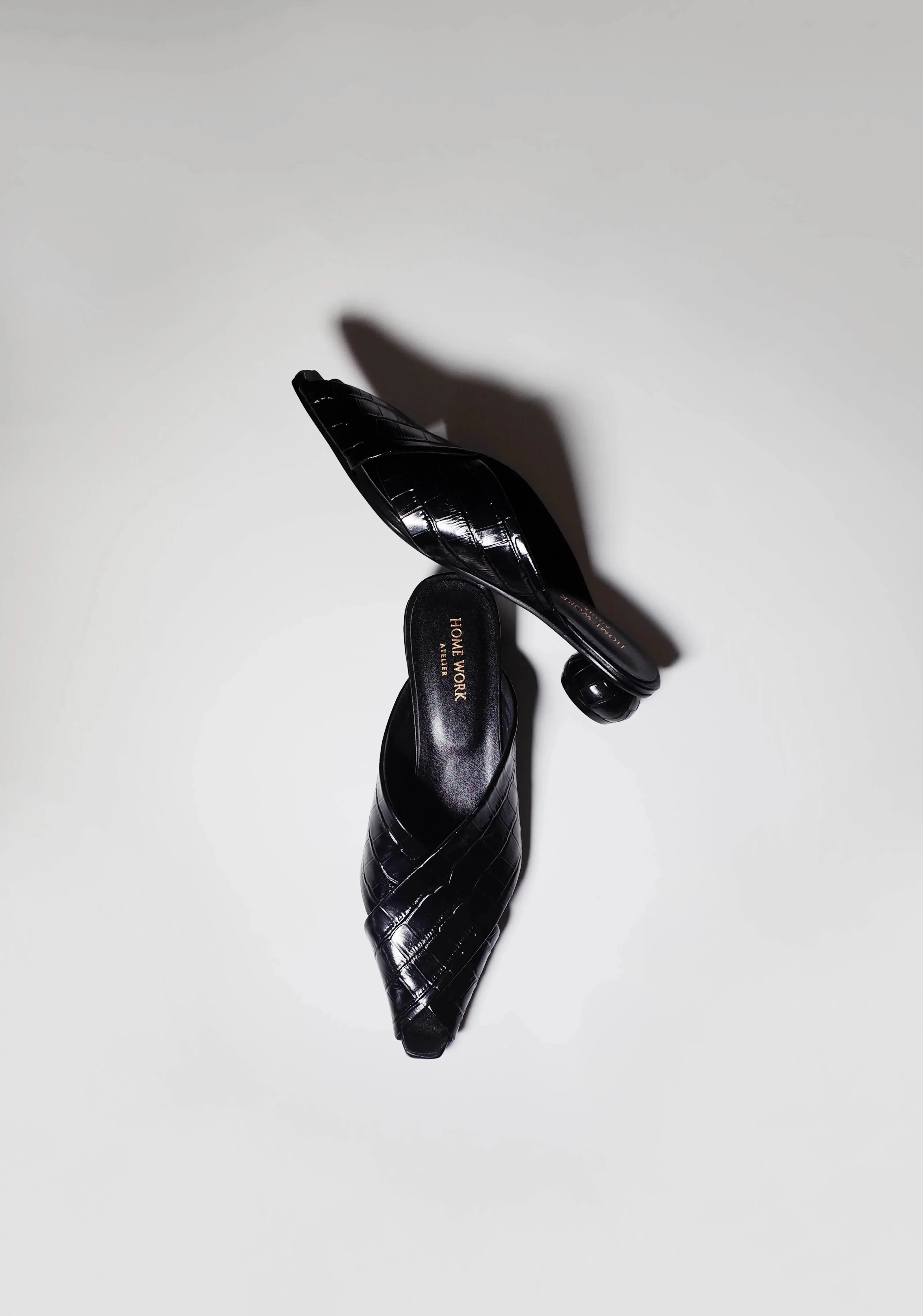 Woven Leather Pointed-Toe Mules