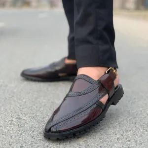 WS Pure leather Handmade Glossy Burgundy Nourozi- 896