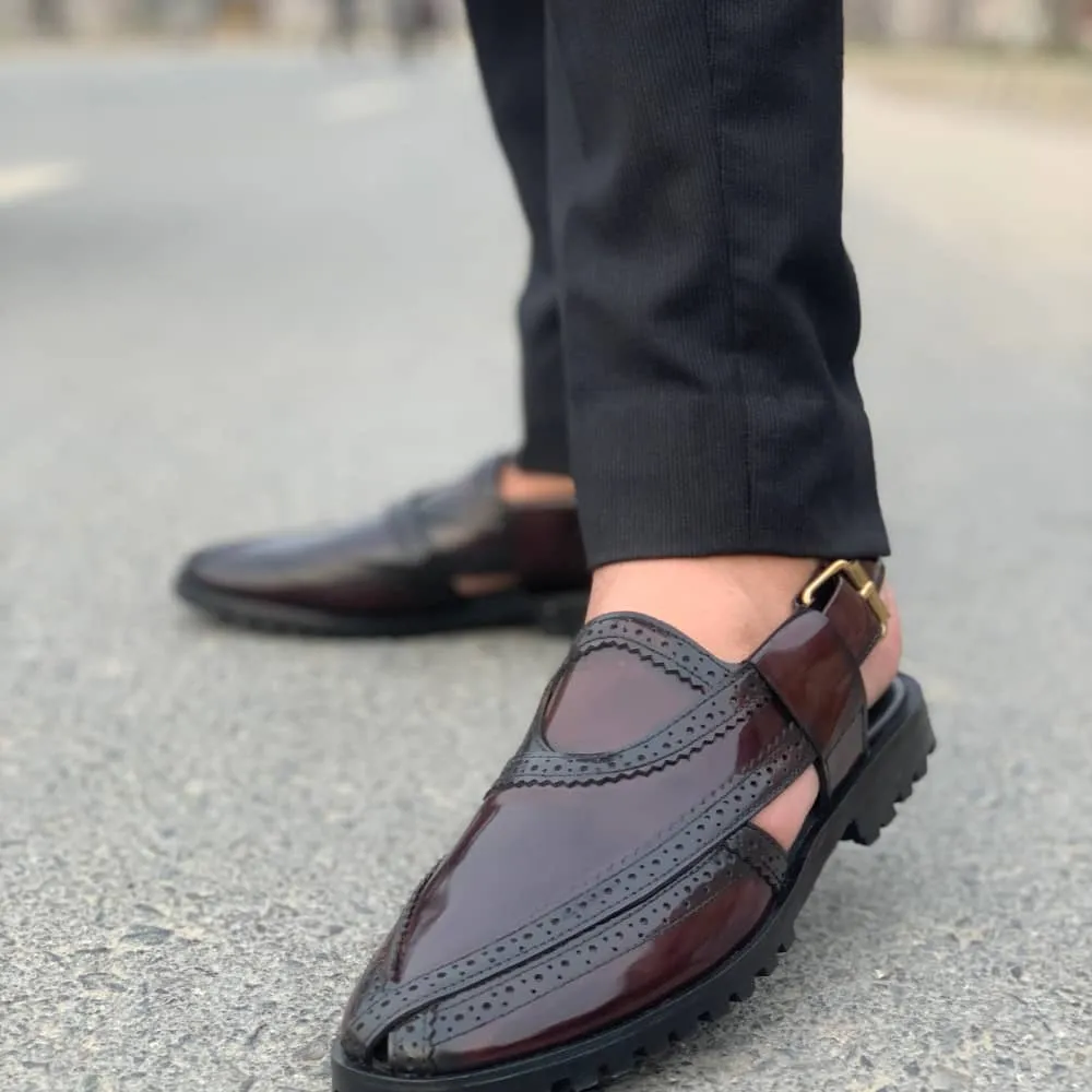 WS Pure leather Handmade Glossy Burgundy Nourozi- 896