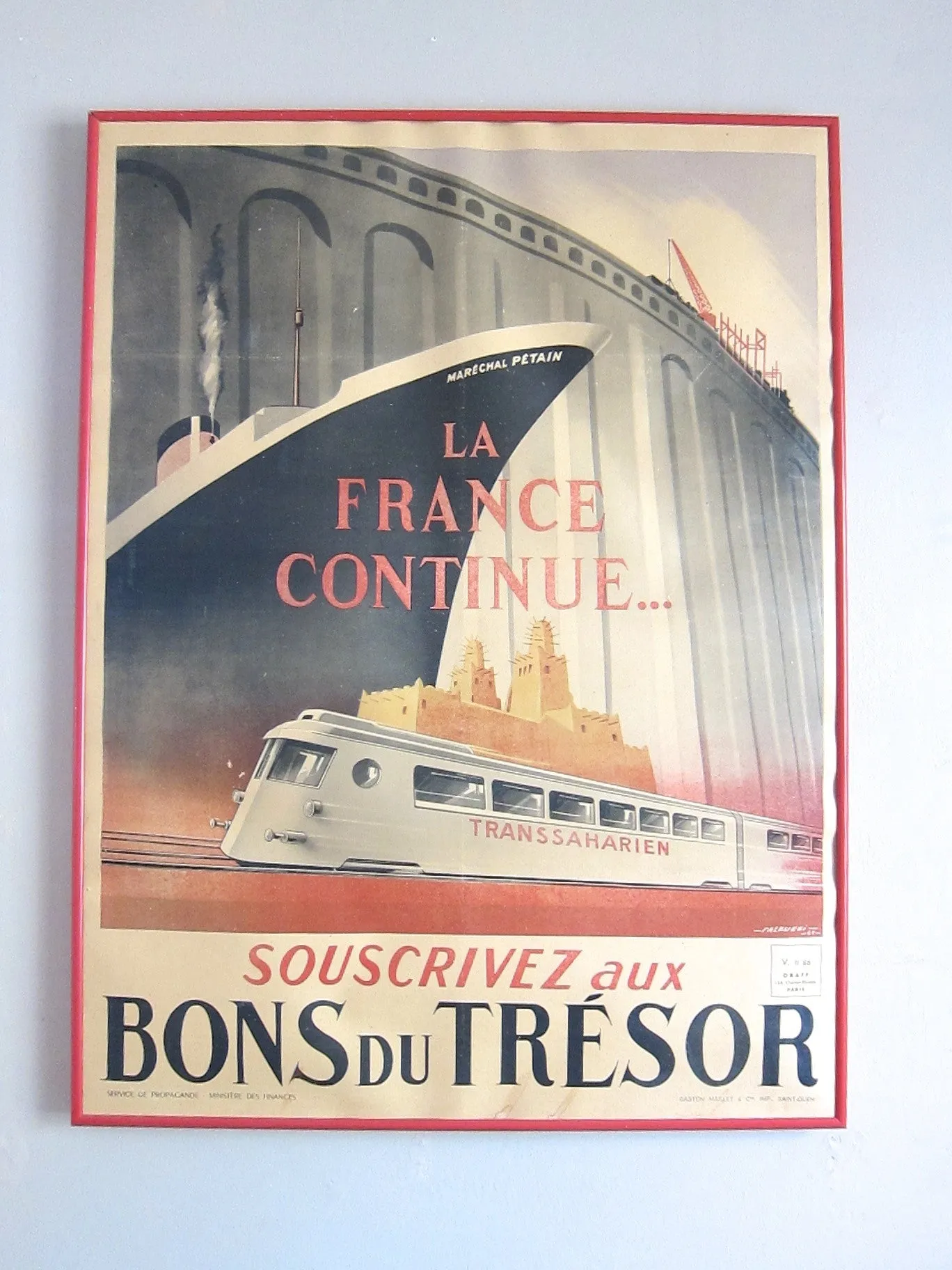 WW2 French Propaganda Poster, La France Continue by Marechal Petain