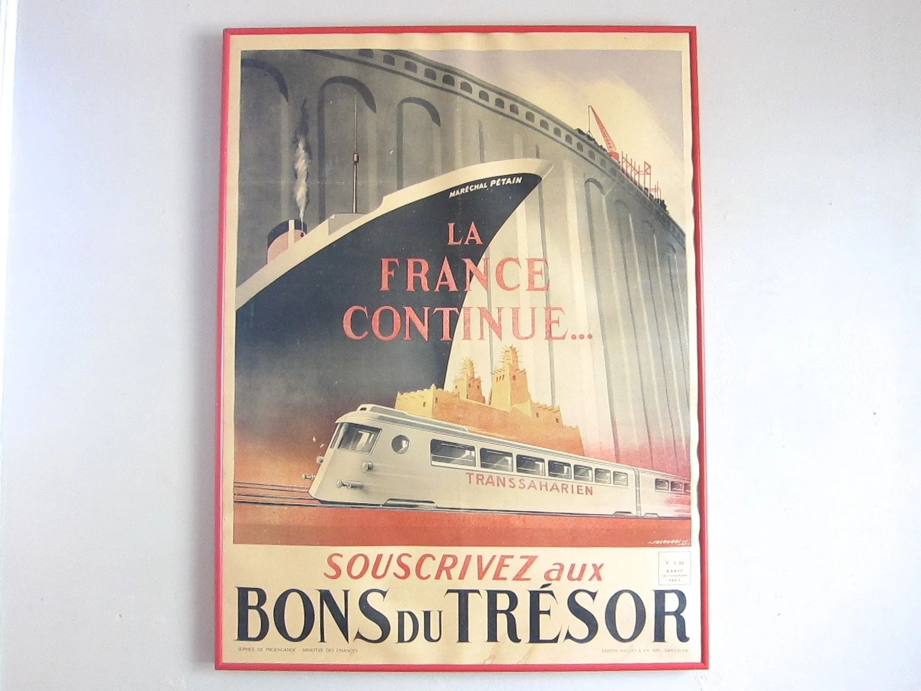 WW2 French Propaganda Poster, La France Continue by Marechal Petain