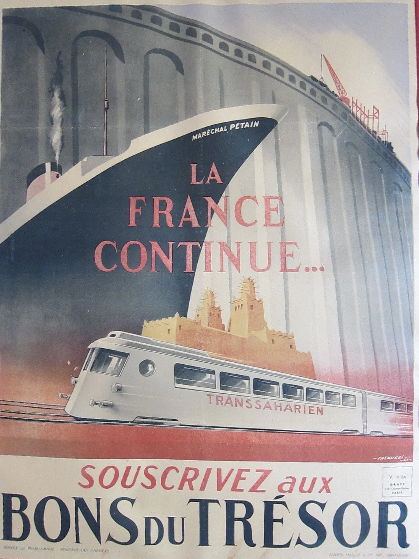 WW2 French Propaganda Poster, La France Continue by Marechal Petain