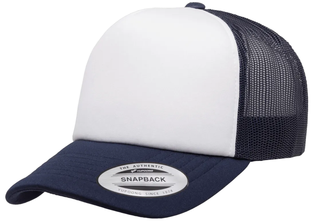 YP CLASSICS® Curved Visor Foam Trucker Cap White/Navy